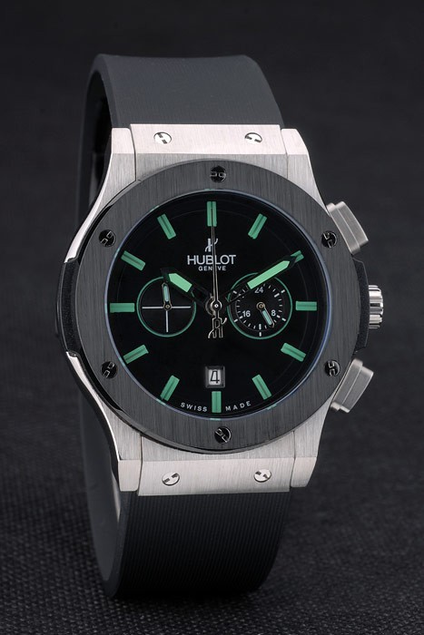 Hublot Big Bang Black Rubber Strap Zifferblatt schwarz Grün Pointers 80194