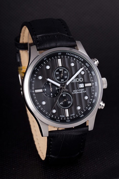 Mido Multifort Schwarz Krokolederband schwarz gestreifter 80288 Dial