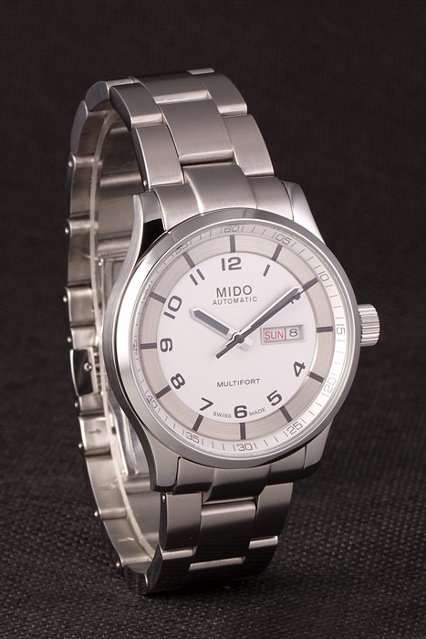 Mido Multifort Edelstahl-Bügel weißen Zifferblatt 80291