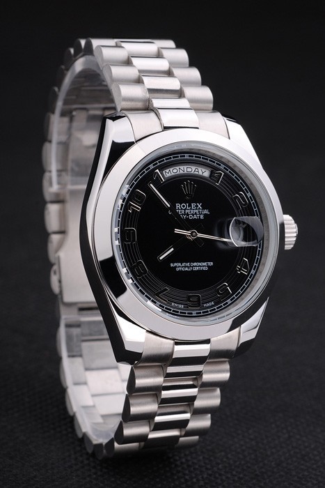 Schweizer Rolex Day-Date Edelstahl-Armband Schwarz 80294 Dial