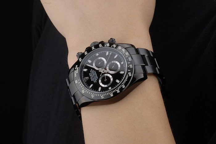 Rolex Daytona Schwarz Ion überzogenes Tachymeter-Schwarz-Edelstahl-Bügel mit schwarzem Zifferblatt 80247