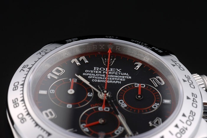 Schweizer Rolex Daytona Edelstahl-Armband mit schwarzem Zifferblatt 80296