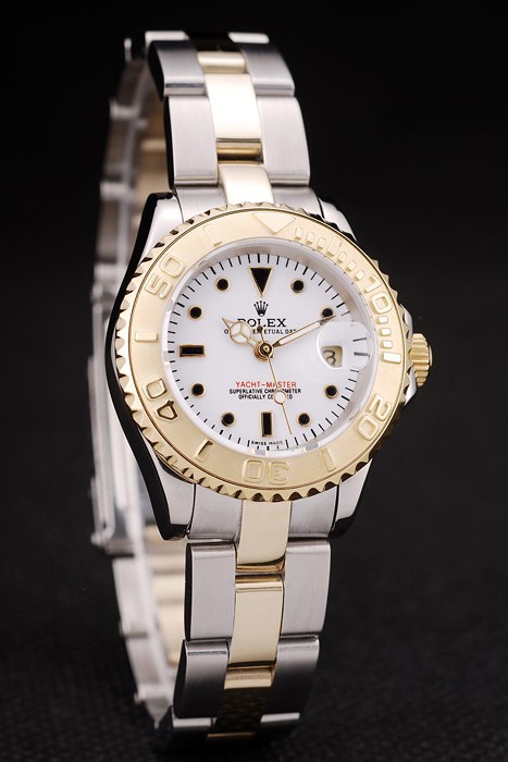 Rolex Yacht Master Gold White Dial Tachymeter